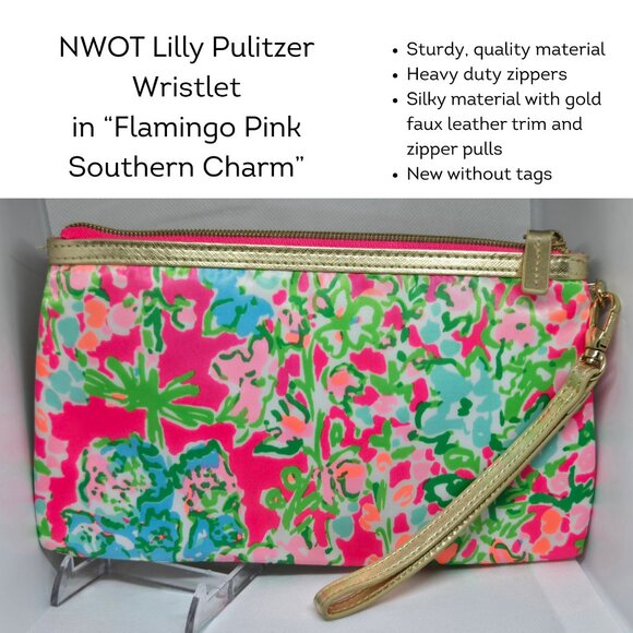 NEW Lilly Pulitzer Pink Flamingo Southern Charm Bag - Picture 2 of 11